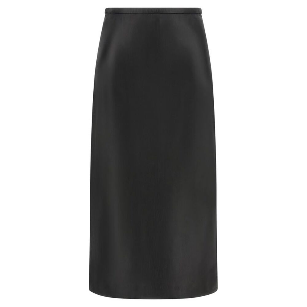 CO Black Lamb Leather Midi Women's Skirt